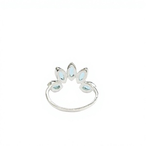 Handmade 925 Sterling Silver Blue Topaz <b>Crown</b> <b>Ring</b> Featuring Marquise Cut Gemstones Elegant Tiara Design Jewelry - Product Image 5