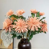 Fleurs artificielles en soie, chrysanthèmes griffes de crabe et dahlias, pour mariage, décoration nordique de maison et d'hôtel
