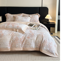 Ensemble de couette et de taies d'oreiller d'été personnalisé en coton 100% écologique de qualité supérieure, imprimé numérique à carreaux roses, 4 pièces
