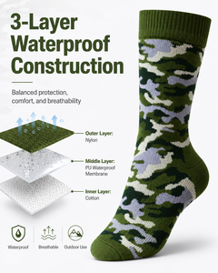 Men's ODM Nylon <b>Waterproof</b> Breathable Crew <b>Socks</b> Camouflage Knitted Outdoor Sports Custom Logo - Product Image 2