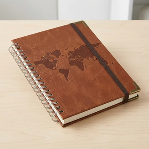 Cuaderno de Viaje Personalizado con Espiral de PU Vintage, Diario de Aventuras con Mapa del Mundo, Organizador de Viajes para Regalo, Papelería - Product Image 1
