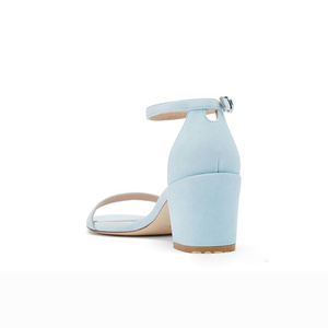 China Factory Direct Sell New Trend Blue Suede Upper Round Toe <b>Shape</b> <b>Block</b> Heel Ankle Strap Summer Cushioning Woman Sandals - Product Image 3