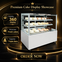 Vitrine Réfrigérée Commerciale pour Gâteaux, Présentoir en Verre à 360°, Refroidissement par Air, Comptoir de Desserts sur Pied, Réfrigérateur de Présentation pour Boulangerie
