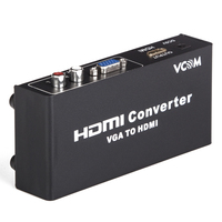 Convertisseur VGA vers HDMI VCOM 1080P avec audio stéréo 2RCA, adaptateur vidéo HDMI pour ordinateur, home cinéma