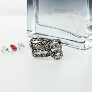 yunnique <b>Titanium</b> Steel Hollow Gemstone <b>Ring</b> Geometric Retro Punk Women's Party Jewelry 210138 - Product Image 3