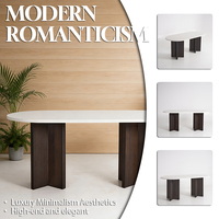 Table de salle à manger contemporaine de style nordique OEM, 1,8 m, design avec pieds en bois, table ovale moderne pour la maison