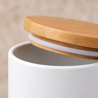SWT Contenant de rangement en céramique noir mat et blanc, grande capacité, pour aliments, sucre, thé, café, avec couvercle en bambou, très populaire
