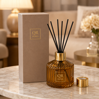 Flacons diffuseurs de parfum de luxe en verre transparent de 120 ml pour décoration intérieure, personnalisables, avec bouchon à vis et boîte.