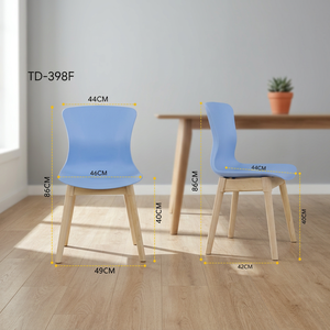 Silla de Comedor Moderna UPRS de Plástico Azul con Patas de Madera, Diseño Escandinavo, Muebles para el Hogar y Restaurantes - Product Image 3