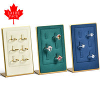 LAIRE Présentoir à bijoux en métal velours multicolore 6 porte-bagues Présentoir à bijoux en forme de L avec anneaux biseautés Présentoir à bijoux