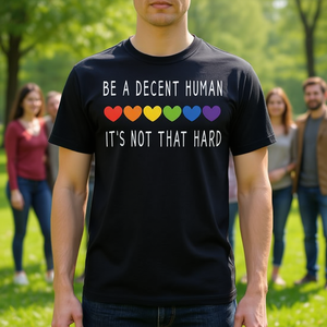 Camiseta Lgbt Heart Be A Decent Human, diseño de orgullo arcoíris, no es tan difícil - Product Image 3