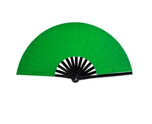 Custom Logo Printed Promotional Wholesale Thick Fabric Hand Fan Plastic Hand Fan Handle Sticks Bamboo Fan