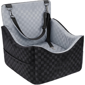 OEM portatile Tartan Design Pet Booster <span class=keywords><strong>sedile</strong></span> uovo Memory Foam con cinture di sicurezza tasche di stoccaggio in poliestere viaggio sicuro letto per animali - Product Image 1