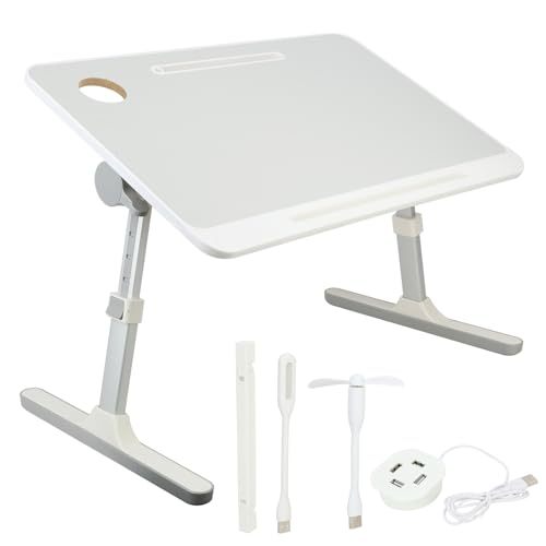 Portable Height Angle Adjustable Wood Laptop Bed Stand with Foldable Leg for Sofa Couch Floor