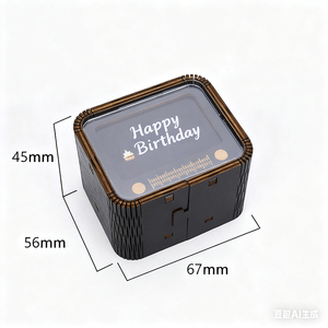 Boîte à musique personnalisée miniature ronde et carrée avec photo, son agréable, horloge à manivelle en bois pour anniversaire, personnalisable - Product Image 3
