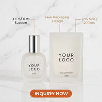 Lage minimale bestelhoeveelheid 200 stuks OEM ODM Private Label 30ml Matglazen Parfumfles Aangepast Logo op maat Eau De Toilette