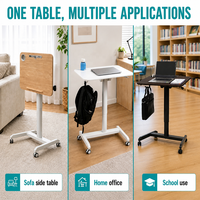 Bureau assis-debout moderne pliable en aluminium avec vérin à gaz, réglable en hauteur, mobilier de bureau avec roulettes