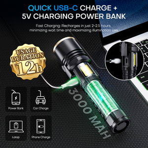 Lampe de poche et <span class=keywords><strong>torche</strong></span> en alliage d'aluminium à charge USB super lumineuse pour <span class=keywords><strong>Amazon</strong></span> étanche et <span class=keywords><strong>rechargeable</strong></span> avec gradateur d'affichage de puissance - Product Image 6