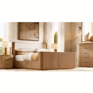 Muebles de Dormitorio Personalizados de Fábrica, Cama Moderna de Madera de Alta Gama, Camas con Estructura de Madera y Cabecera - Product Image 6