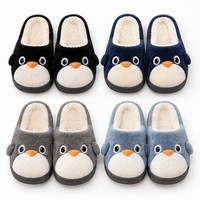 Pantoufles d'intérieur en peluche de dessin animé pingouin, semelle EVA, chaudes, à enfiler, mules d'hiver