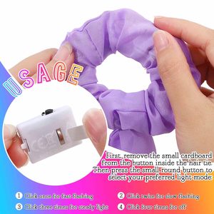 Neon Light Bow Cloth Scrunchies LED Ponytail Holders Flash Hair Ties Women Rave Party Birthday <strong>Halloween</strong> Christmas <strong>Decorations</strong> - Product Image 3