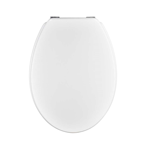 Siège de toilette rond au design minimaliste en MDF blanc nacré brillant - Product Image 1