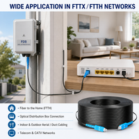 Kabel Drop Preconnectorized OEM Simplex SC UPC FTTH Indoor Outdoor Pre-terminated Optical Fiber Drop Patch Cord untuk FTTX Telecom