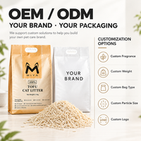 Litière pour chat au tofu 100% végétale, biodégradable, agglomérante, faible teneur en poussière, agglomération rapide en 5 secondes, OEM ODM, vente en gros
