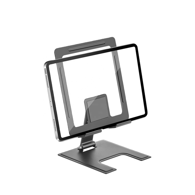 Hot Selling Products 2023 Routing Stylish Tablet Stand Black Custom Print Top White Metal Logo Adjustable Tablet Holder