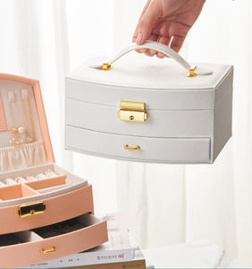 Custom Logo Factory Luxury Leather Jewellery Storage Box Sliding <b>Drawer</b> Display Organizer Case <b>with</b> Mirror Handle <b>Lock</b> - Product Image 2