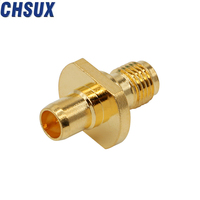 Conector hembra BMA chapado en oro con brida, montaje en Panel de 2 orificios, conectores coaxiales RF rectos, adaptador SMA de latón, comunicación PCB