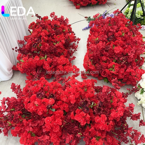 ของตกแต่งงานแต่งงานสุดหรู LEDA ดอกกุหลาบแดงผ้าไหมประดิษฐ์ ดอกซากุระประดับตกแต่งโต๊ะกลาง ฉากหลัง และทางเดินดอกไม้ - Product Image 2