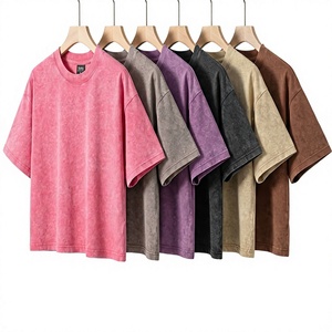 230G Washed Cotton Oversized T Shirt <b>Vintage</b> Crew Neck Custom Logo Print <b>Tee</b> for Men Streetwear - Product Image 4