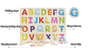 Rompecabezas de Madera con Letras, Números y Animales, Juguete Sensorial Educativo Montessori para Niños Preescolares y Bebés - Product Image 2