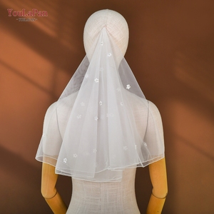 <span class=keywords><strong>Voile</strong></span> YouLaPan M35 élégant en dentelle miniature faite à la main, à une seule couche, avec bord coupé, pour mariée et soirée - Product Image 3