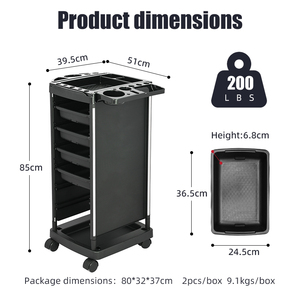 Carrito <span class=keywords><strong>Profesional</strong></span> <span class=keywords><strong>de</strong></span> Salón con Ruedas Universales, Cajones <span class=keywords><strong>de</strong></span> Plástico Fáciles <span class=keywords><strong>de</strong></span> Mover para Almacenamiento <span class=keywords><strong>de</strong></span> Herramientas <span class=keywords><strong>de</strong></span> Peluquería - Product Image 1