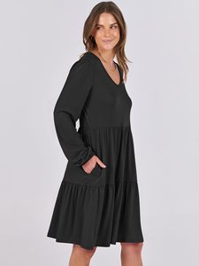 Abiti <span class=keywords><strong>Corti</strong></span> Casual da Donna Stile Europeo e Americano, Maniche Lunghe, Scollo <span class=keywords><strong>a</strong></span> V, <span class=keywords><strong>a</strong></span> Strati, Fluosi, per Viaggi e Vacanze - Product Image 1