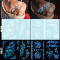 Nouveauté Tatouage Éphémère Étanche Lumineux Henné Dentelle Blanche Décoration Corps
