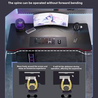 Escritorio de Juegos para Computadora con Altura Ajustable Eléctrica, Pantalla LED, Diseño en Forma de Z, Superficie de Fibra de Carbono, Requiere Ensamblaje