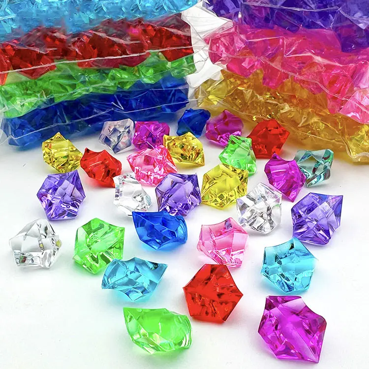 متعدد الألوان البلاستيك الأحجار الكريمة جواهر الاكريليك الجليد روك بلورات كنز وهمية الماس مكعب ثلج بلاستيكي