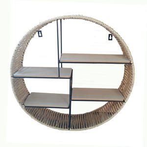 Étagères flottantes rondes pour la décoration intérieure Support de rangement Décorations murales en bois Étagère murale en métal - Product Image 3