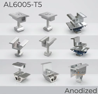 Colliers de fixation solaires en aluminium anodisé, collier intermédiaire, collier d'extrémité, accessoires de support PV pour modules photovoltaïques encadrés, montage sur toit et au sol