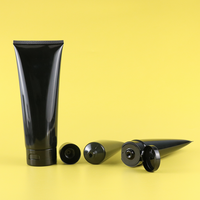 En stock, tube en plastique PE noir, emballage pour nettoyant visage, cosmétique, tube souple à visser
