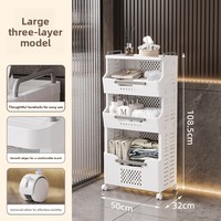 Panier à linge sale pliable et mobile en plastique à trois niveaux pour vêtements et collations