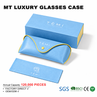 Étui de luxe rectangulaire en plastique rigide pour lunettes et lunettes de soleil avec motif imprimé, rangement en cuir PU et logo