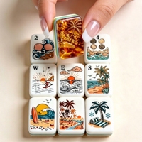 Jeu de Mahjong américain, 160 tuiles en acrylique, quatre couches, thème océan bleu, tuiles de Mahjong de luxe avec étui pour 4 joueurs, jeu à domicile