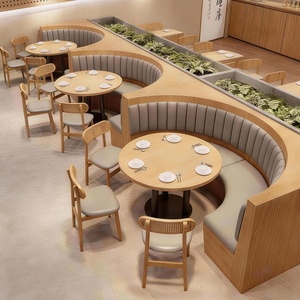 Juego de Mesa de Piedra y Sofás de PU Modernos Personalizados al por Mayor para Restaurante, con Capacidad para 6 Personas, Muebles Comerciales para Centro Comercial, Hotel, Cafetería, Bar - Product Image 2