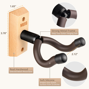 Soporte de Guitarra Ecológico MUSO, Gancho para Colgar, Nuevo Diseño de Dos Niveles, Organizador de Accesorios para Instrumentos, Soporte de Pared de Madera - Product Image 3