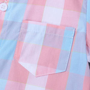 Ropa de Moda Barata al por Mayor, Conjunto de Romper Rosa a Cuadros y Pantalón Blanco para Bebé, Conjunto de Caballero con Lindo Lazo - Product Image 6