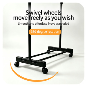 Adjustable Metal Garment <b>Rack</b> with Rolling Wheels Portable <b>Clothes</b> Hanging Storage <b>Rack</b> - Product Image 4